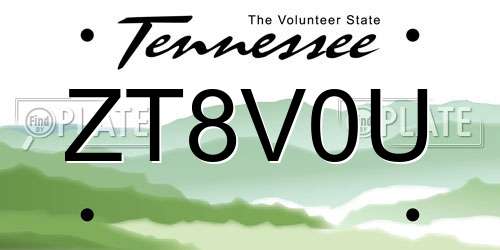 ZT8V0U Tennessee License Plate