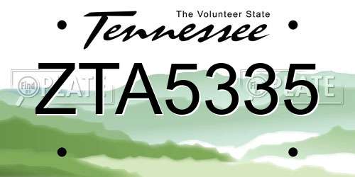 ZTA5335 Tennessee License Plate