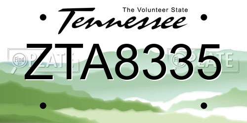 ZTA8335 Tennessee License Plate