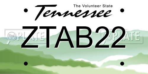 ZTAB22 Tennessee License Plate
