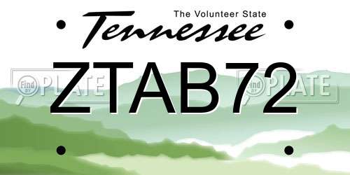 ZTAB72 Tennessee License Plate