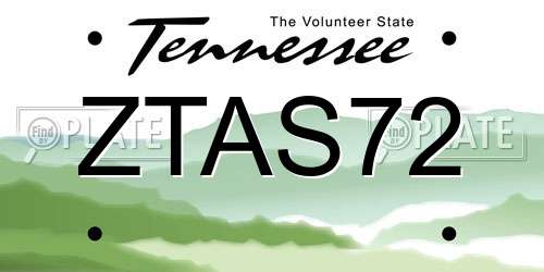 ZTAS72 Tennessee License Plate
