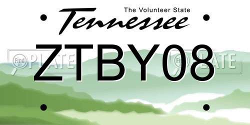 ZTBY08 Tennessee License Plate