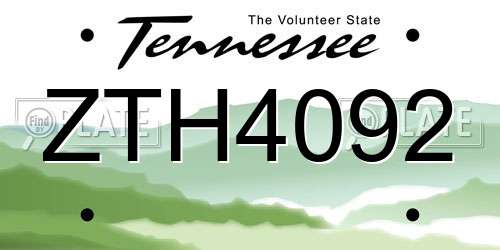 ZTH4092 Tennessee License Plate