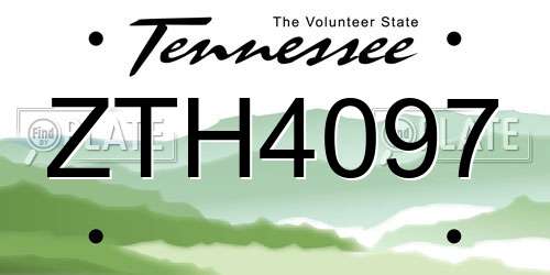 ZTH4097 Tennessee License Plate