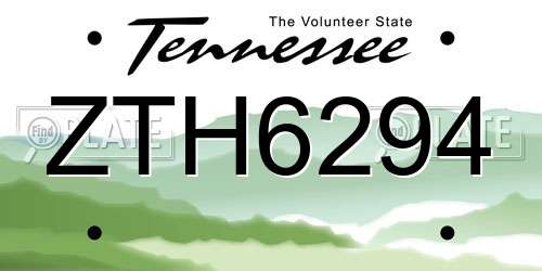ZTH6294 Tennessee License Plate