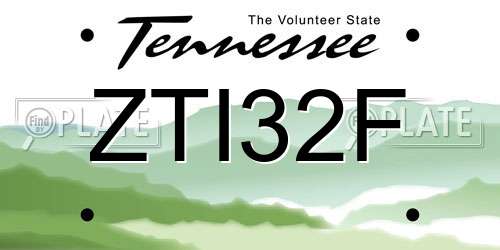 ZTI32F Tennessee License Plate