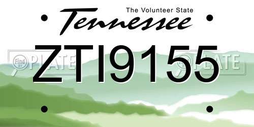 ZTI9155 Tennessee License Plate