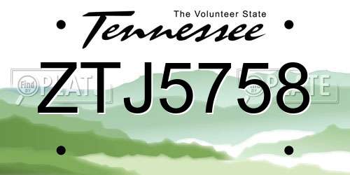 ZTJ5758 Tennessee License Plate