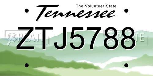 ZTJ5788 Tennessee License Plate