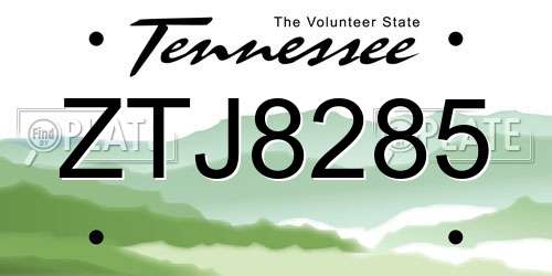 ZTJ8285 Tennessee License Plate