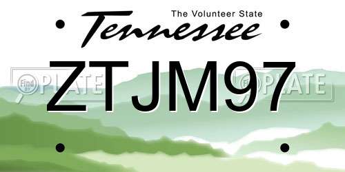 ZTJM97 Tennessee License Plate