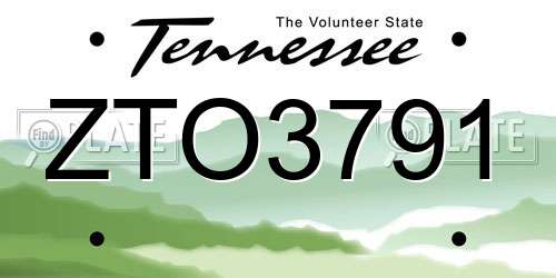 ZTO3791 Tennessee License Plate