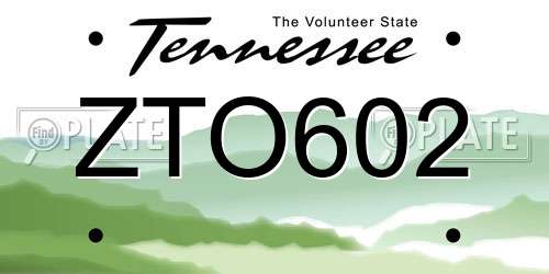 ZTO602 Tennessee License Plate