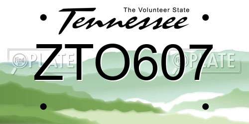ZTO607 Tennessee License Plate