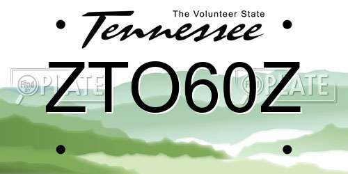 ZTO60Z Tennessee License Plate