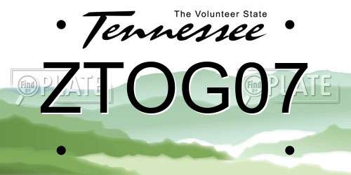 ZTOG07 Tennessee License Plate