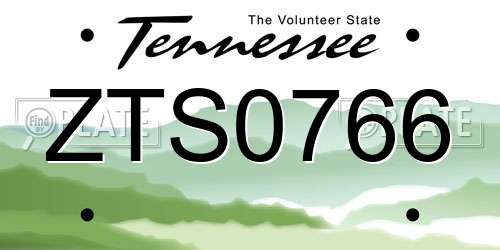 ZTS0766 Tennessee License Plate