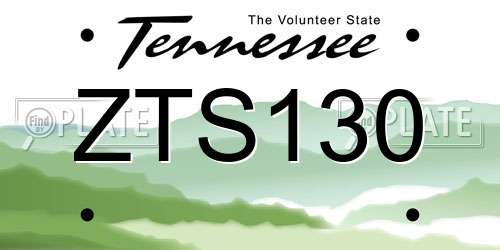 ZTS130 Tennessee License Plate