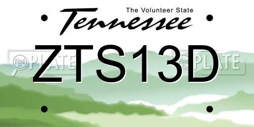 ZTS13D Tennessee License Plate