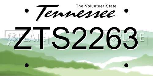 ZTS2263 Tennessee License Plate