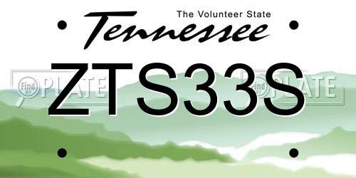 ZTS33S Tennessee License Plate