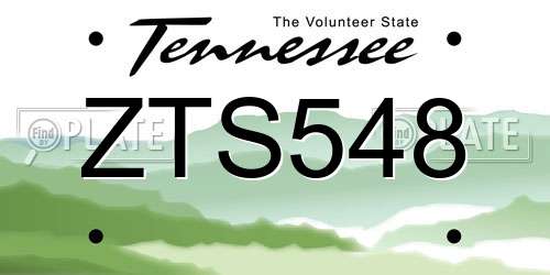 ZTS548 Tennessee License Plate