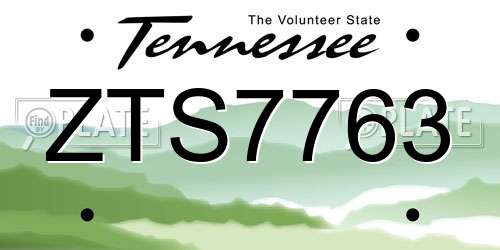 ZTS7763 Tennessee License Plate