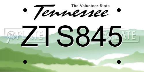 ZTS845 Tennessee License Plate