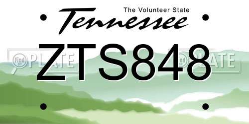 ZTS848 Tennessee License Plate