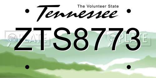 ZTS8773 Tennessee License Plate