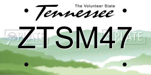 ZTSM47 Tennessee License Plate
