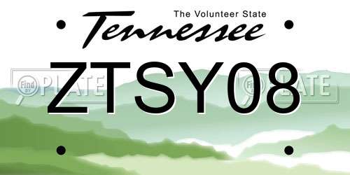 ZTSY08 Tennessee License Plate