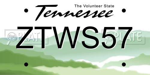 ZTWS57 Tennessee License Plate