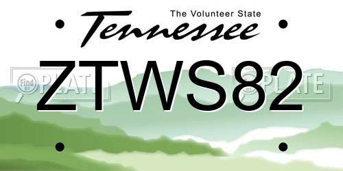 ZTWS82 Tennessee License Plate