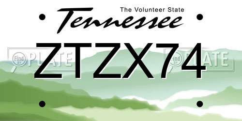 ZTZX74 Tennessee License Plate