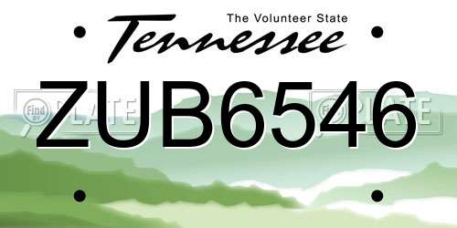 ZUB6546 Tennessee License Plate