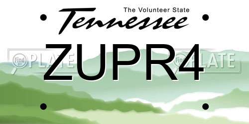 ZUPR4 Tennessee License Plate