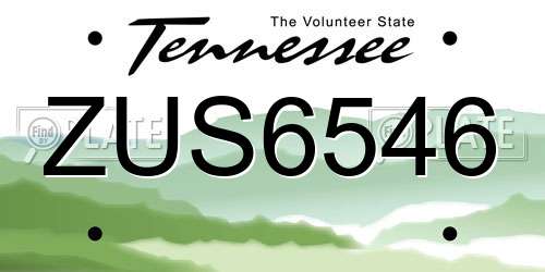 ZUS6546 Tennessee License Plate