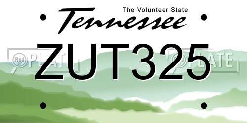 ZUT325 Tennessee License Plate