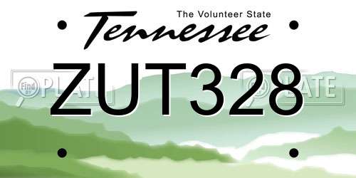 ZUT328 Tennessee License Plate