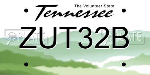 ZUT32B Tennessee License Plate
