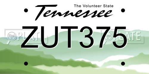 ZUT375 Tennessee License Plate