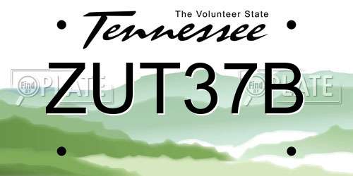 ZUT37B Tennessee License Plate