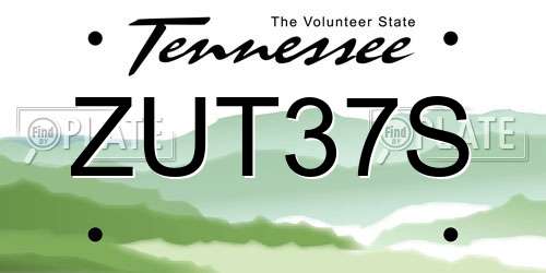 ZUT37S Tennessee License Plate