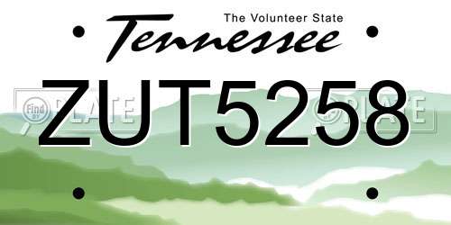 ZUT5258 Tennessee License Plate