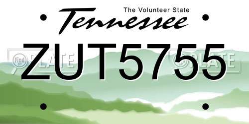 ZUT5755 Tennessee License Plate
