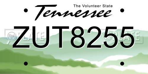 ZUT8255 Tennessee License Plate