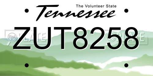 ZUT8258 Tennessee License Plate