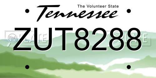 ZUT8288 Tennessee License Plate